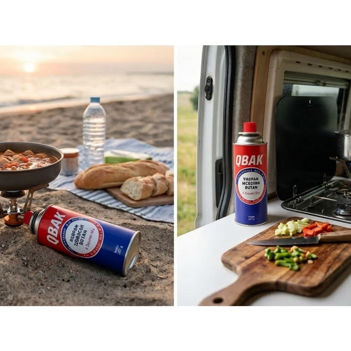 GASKARTUSCHEN 4er Set 227 g Butangas QBAK Campingkocher Kartuschen - Blau/Rot, Metall (6.7/20/6.7cm) - Resch