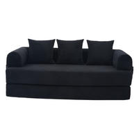 SCHLAFSOFA 200/94/67 cm Schwarz mit Seitentaschen plus und 3 Kissen - Schwarz, Textil (200/67/94cm) - Oxeza