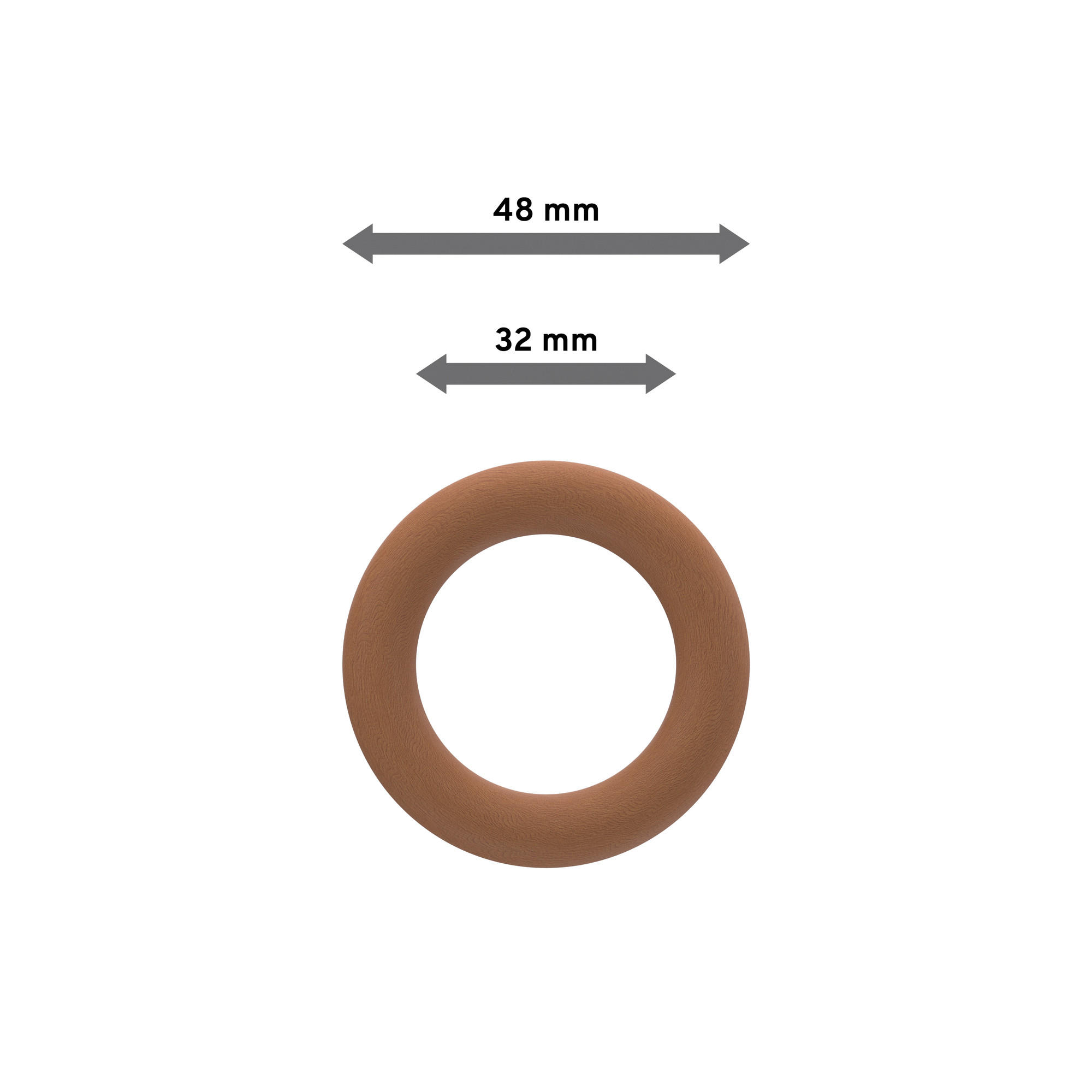 RUNDRINGE MIT FALTENHAKEN FÜR GARDINENSTANGEN 20 mm Ø, Kirschbaum, Packung 10 Stück - Kirschbaumfarben, Holz (20cm) - INTERDECO
