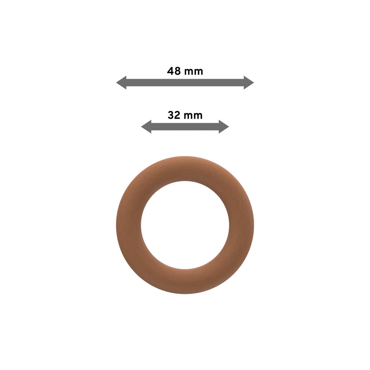 RUNDRINGE MIT FALTENHAKEN FÜR GARDINENSTANGEN 20 mm Ø, Kirschbaum, Packung 10 Stück - Kirschbaumfarben, Holz (20cm) - INTERDECO