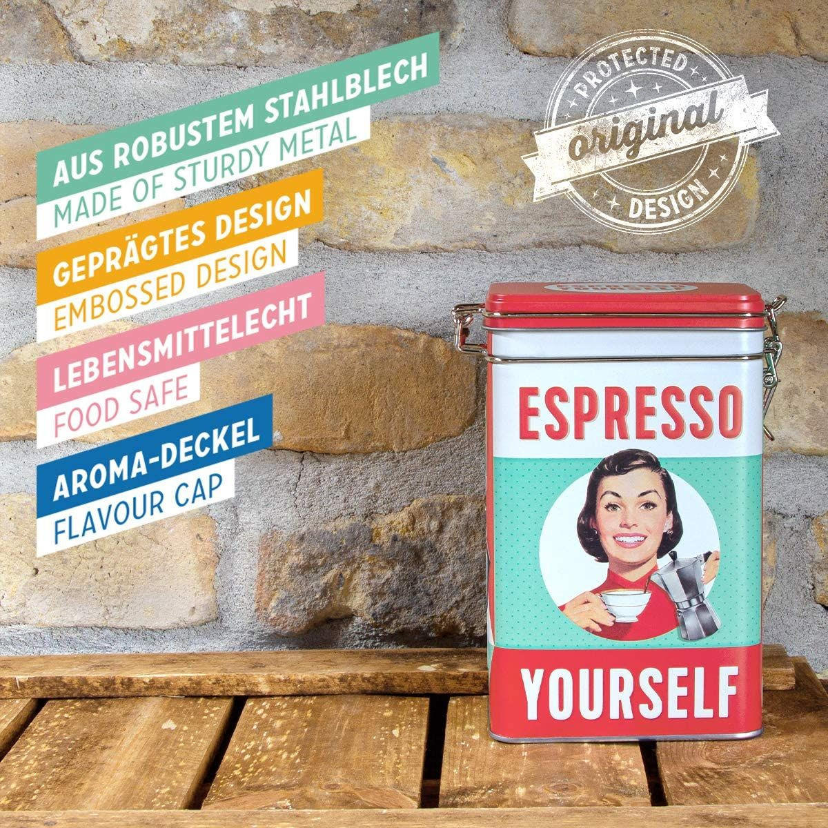 AROMADOSE Say it 50's Espresso Yourself - Multicolor, Metall (11/17.5/7.5cm) - Nostalgic-Art