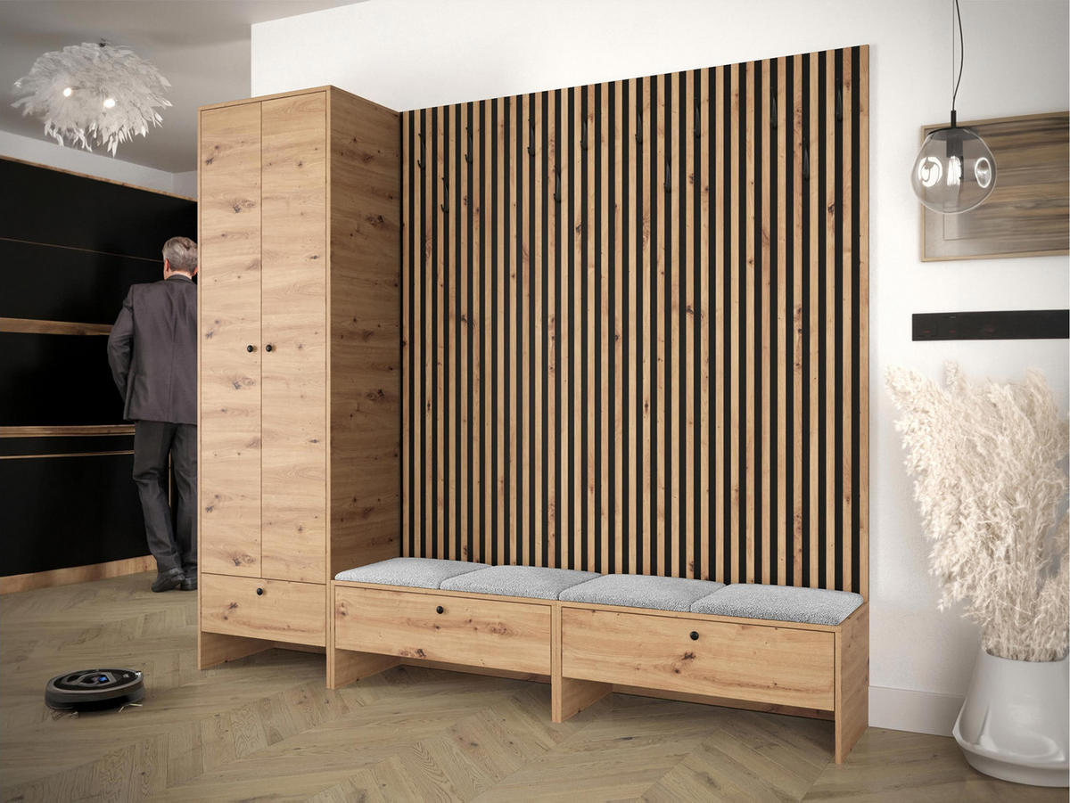 GARDEROBE Balma VI - Silberfarben/Eiche Artisan, Holzwerkstoff (230/206/44cm) - MIRJAN24