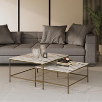 COUCHTISCH-SET Ramio Weiß/Gold 80 x 80 cm 2 Teile - Goldfarben/Weiß, Holzwerkstoff (80/80/45cm) - Vicco