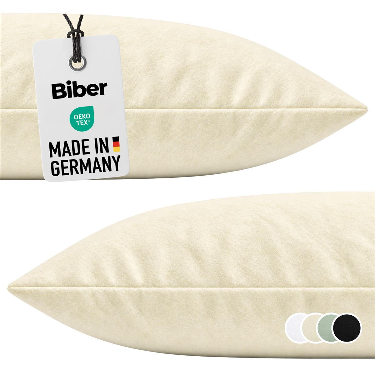 BIBER-KISSENBEZÜGE 40x80 2er Set - Made in Germany! Kuschelig warmer Flanell Kissenbezug aus 100% Baumwolle - Creme - Creme, Textil (80/40cm) - Carpe Sonno