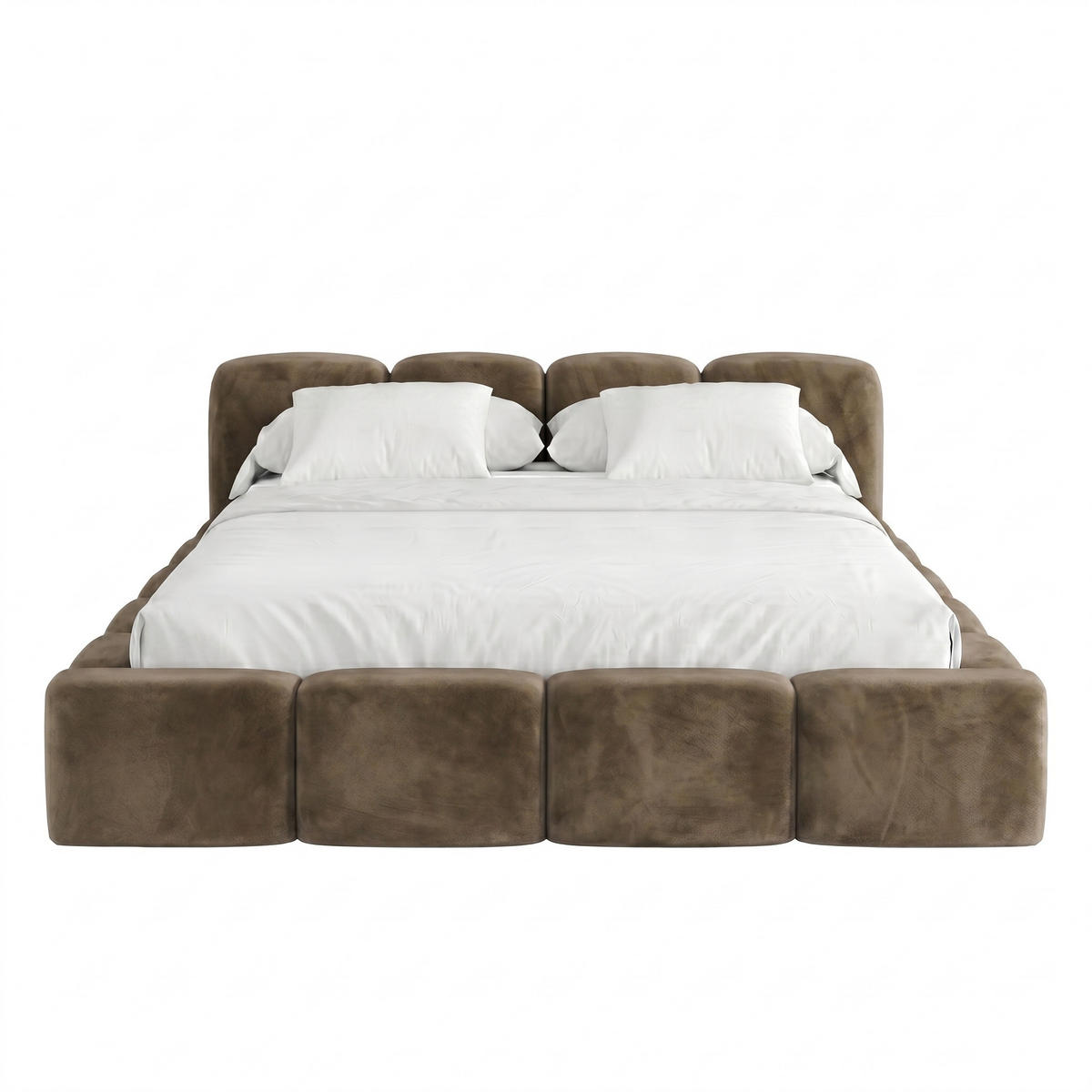 POLSTERBETT SUENO 140x200 cm in Braun, gepolstertes Kopfteil, Metalllattenrost, Bettkasten, Velour-Stoff - Naturfarben/Braun, Holz/Textil (140/200cm) - Muffo