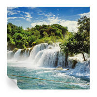 FOTOTAPETE 250x250 cm - Ein atemberaubender Wasserfall - Grün, Textil (250/250cm) - Wallfluent