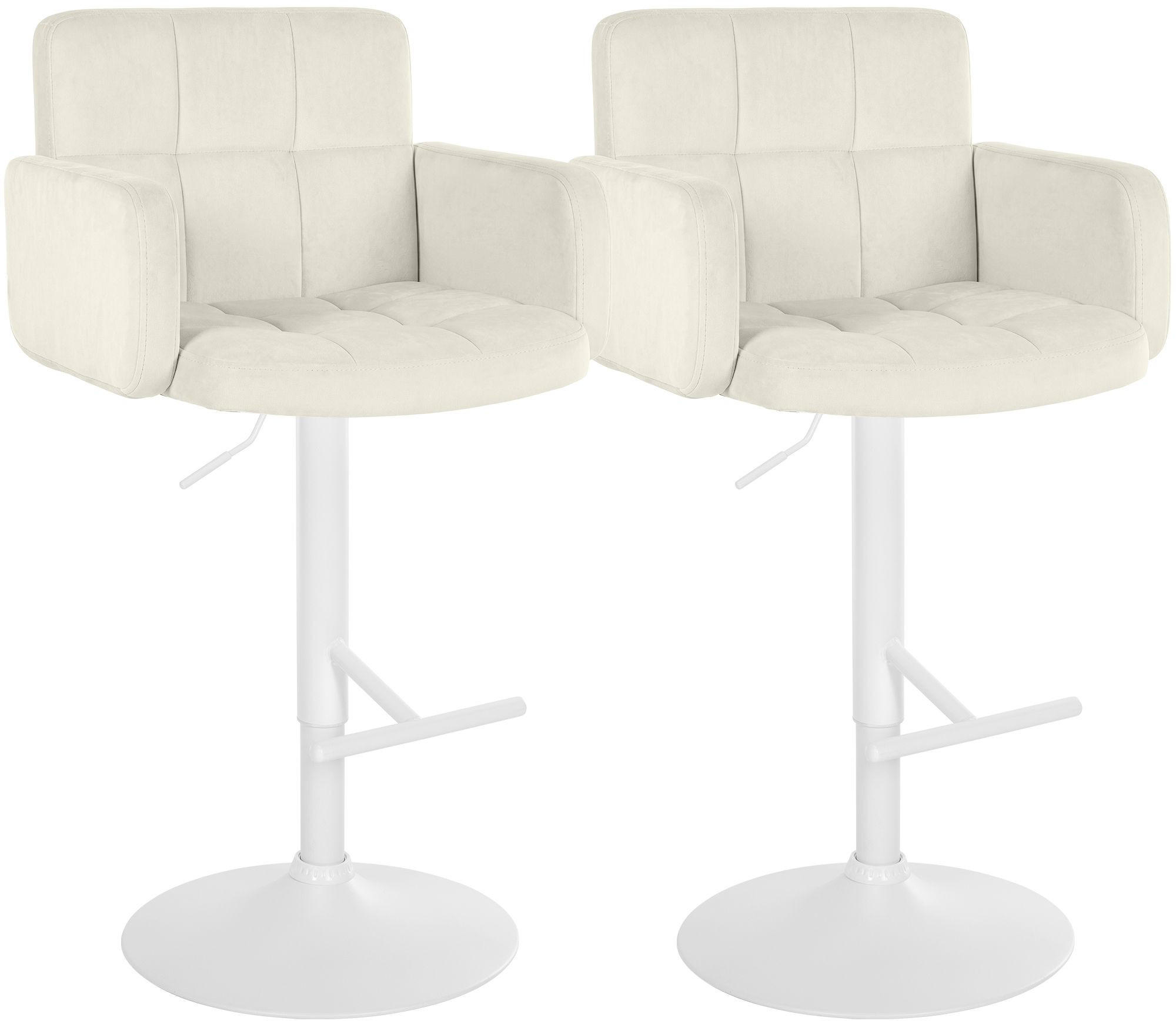 BARHOCKER 2 Samt Creme - Creme/Weiß, Textil/Metall (60/93/56cm) - CLP