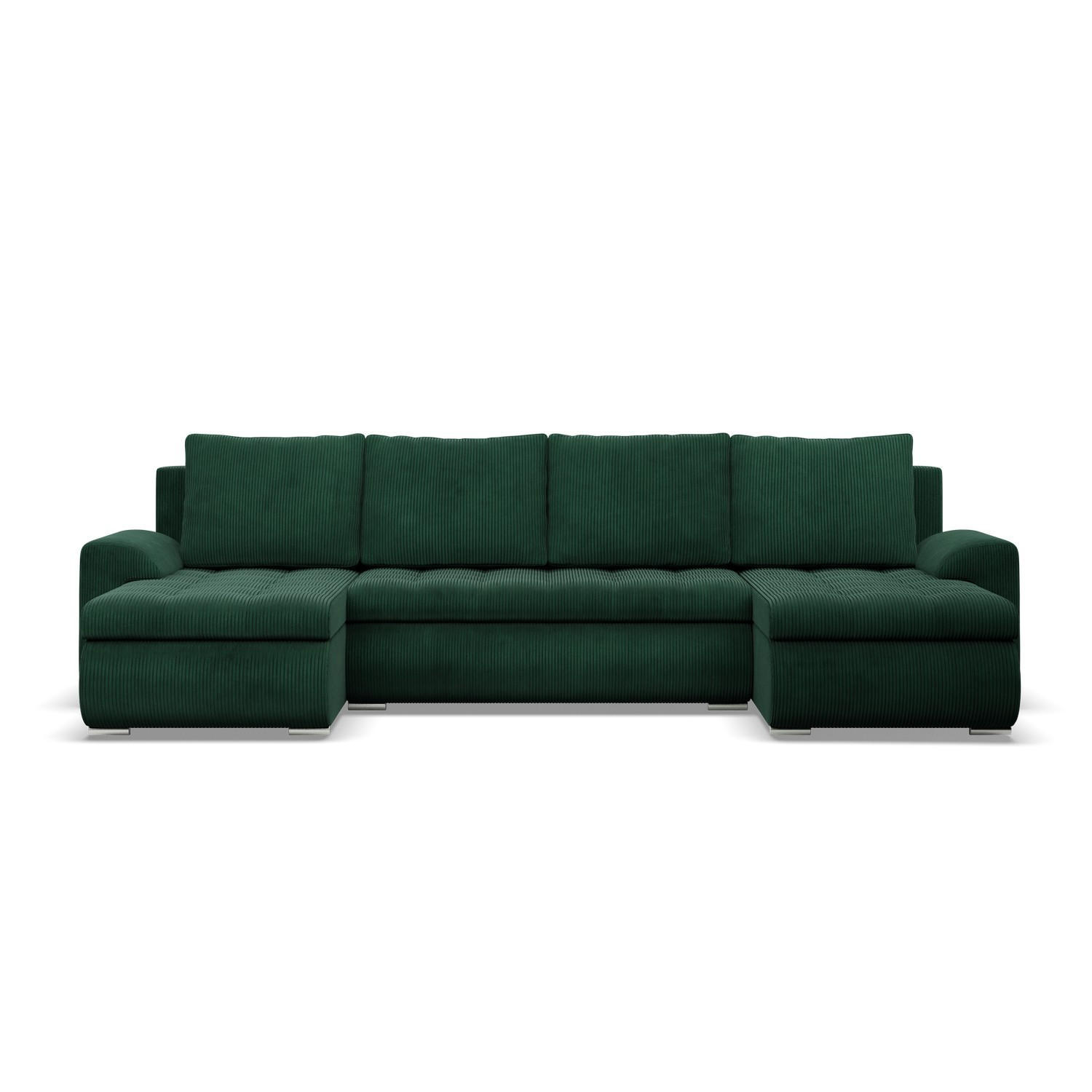 U-SOFA MIT SCHLAFFUNKTION FORESTA, Cord - Dunkelgrün - Grün, Textil (302/89/159cm)