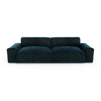 SOFA 3-SITZER Samt Pfauenblau 220cm - Blau/Hellblau, Textil (220/47/120cm) - Sia Home