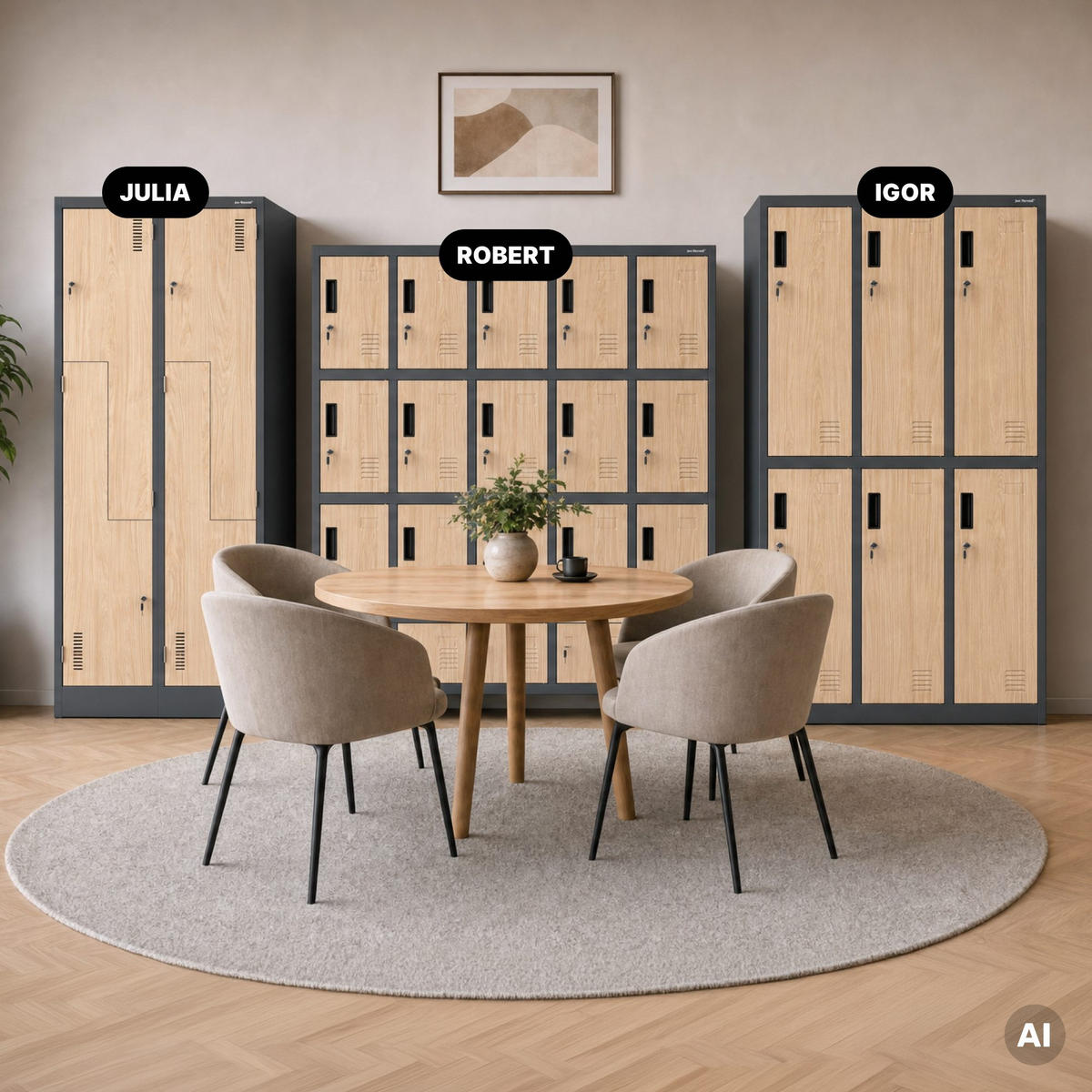 ARBEITSSCHUTZ-SPINDSCHRANK ROBERT 172x136x45 cm - Anthrazit/Sonoma Eiche, Metall (136/172/45cm) - Jan Nowak
