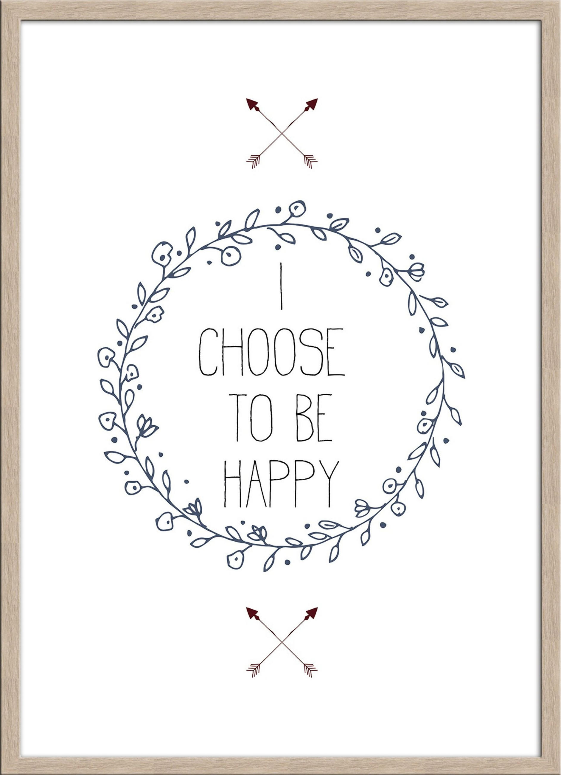 BILD mit Rahmen 51x71 cm Spruch: Englisch Glück - Beige, Holz (51/71cm) - artissimo