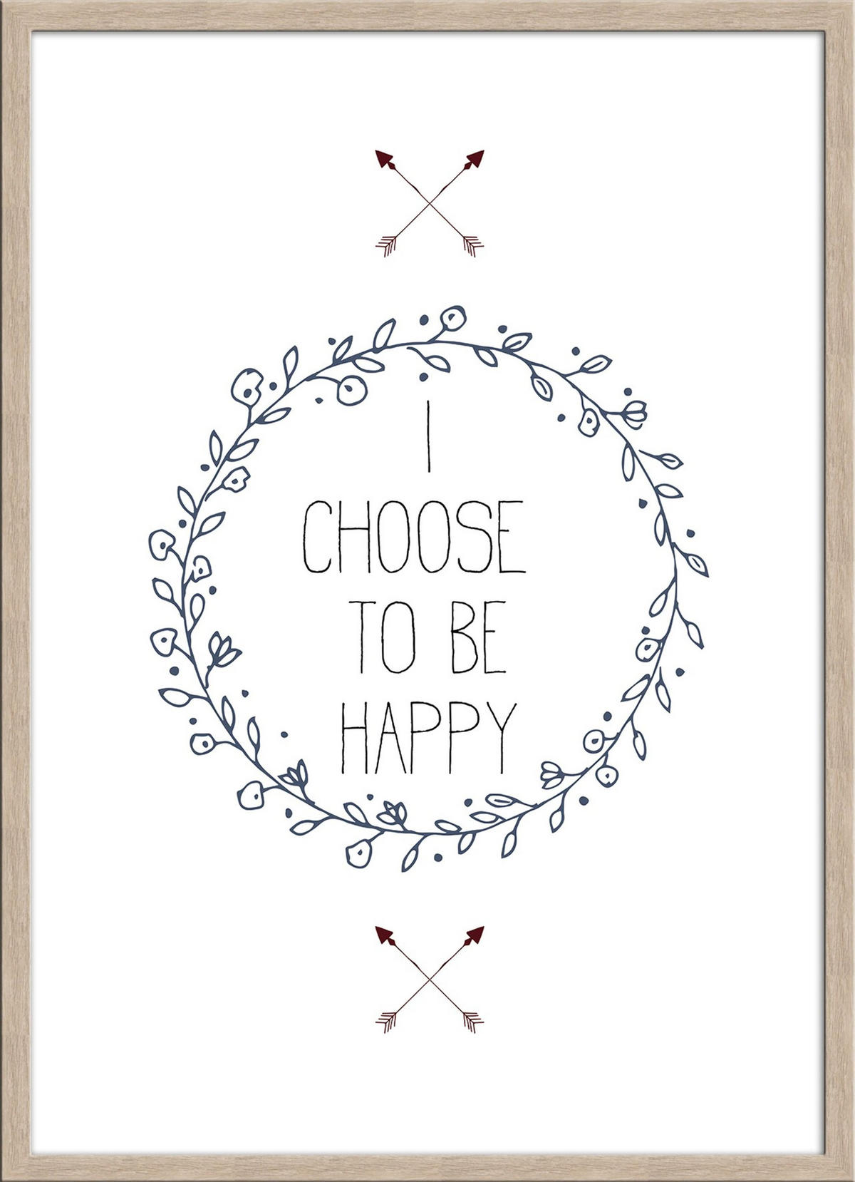 BILD mit Rahmen 51x71 cm Spruch: Englisch Glück - Beige, Holz (51/71cm) - artissimo