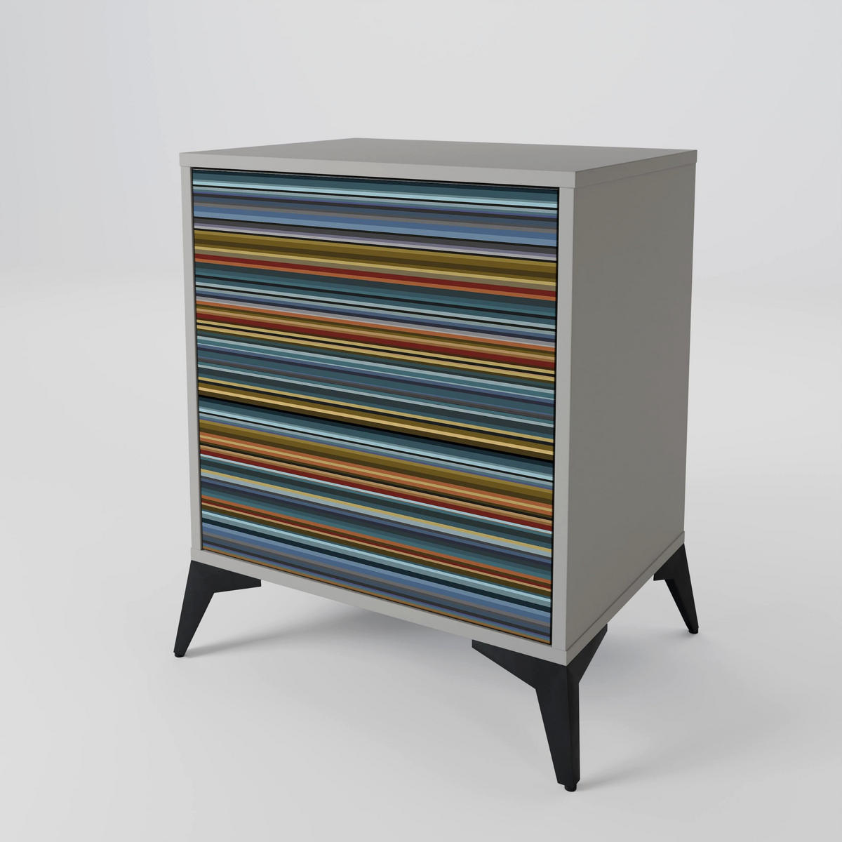 SIDEBOARD LINEOUT SPECTRUM, Grau, 57,5x42x77,5 cm, Schräge Buchenholzfüße - Buchefarben/Multicolor, Holzwerkstoff/Buchenholz (57.5/77.5/42cm) - SpaceRebels