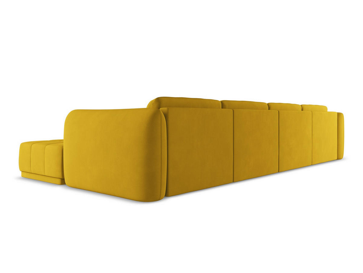 WOHNLANDSCHAFT Chenille Stoff Gelb - Currygelb/Gelb, Kunststoff/Textil (370/74/170cm) - Makamii