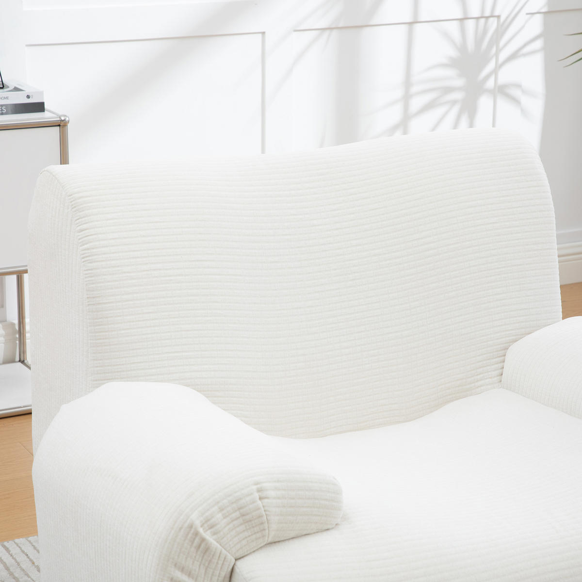 SESSEL DE-35123 mit Hocker Ivory - Weiß, Textil (94/78.5/113cm) - ComfortXL