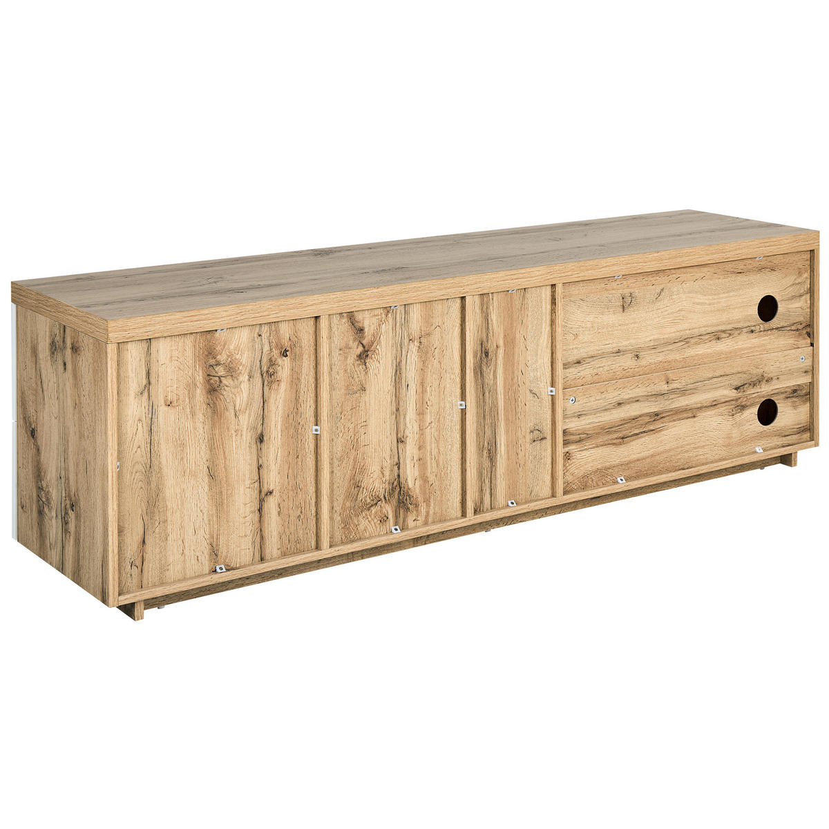 TV-MÖBEL Hellbraun, Weiß FARADA 40/160/52 cm - Hellbraun, Holzwerkstoff (160/52/40cm) - Beliani