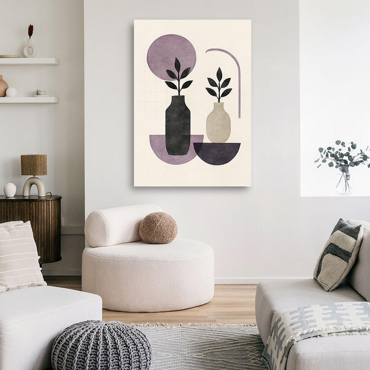 LEINWANDBILD Abstraktion 60x90cm - Lila, Textil (60/90cm) - Feeby