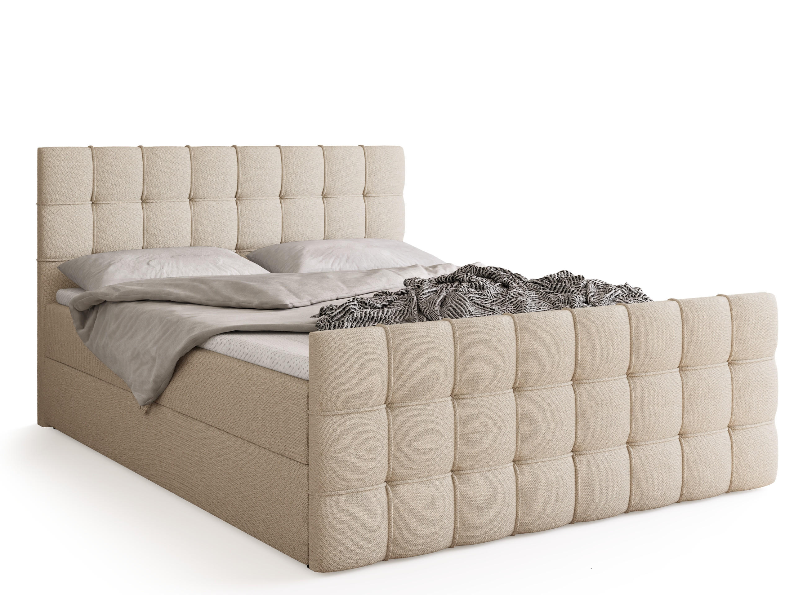 BOXBETT Detroit Duo mit Topper 140/200 Beige - Beige, Textil (140/200cm) - Bromarkt