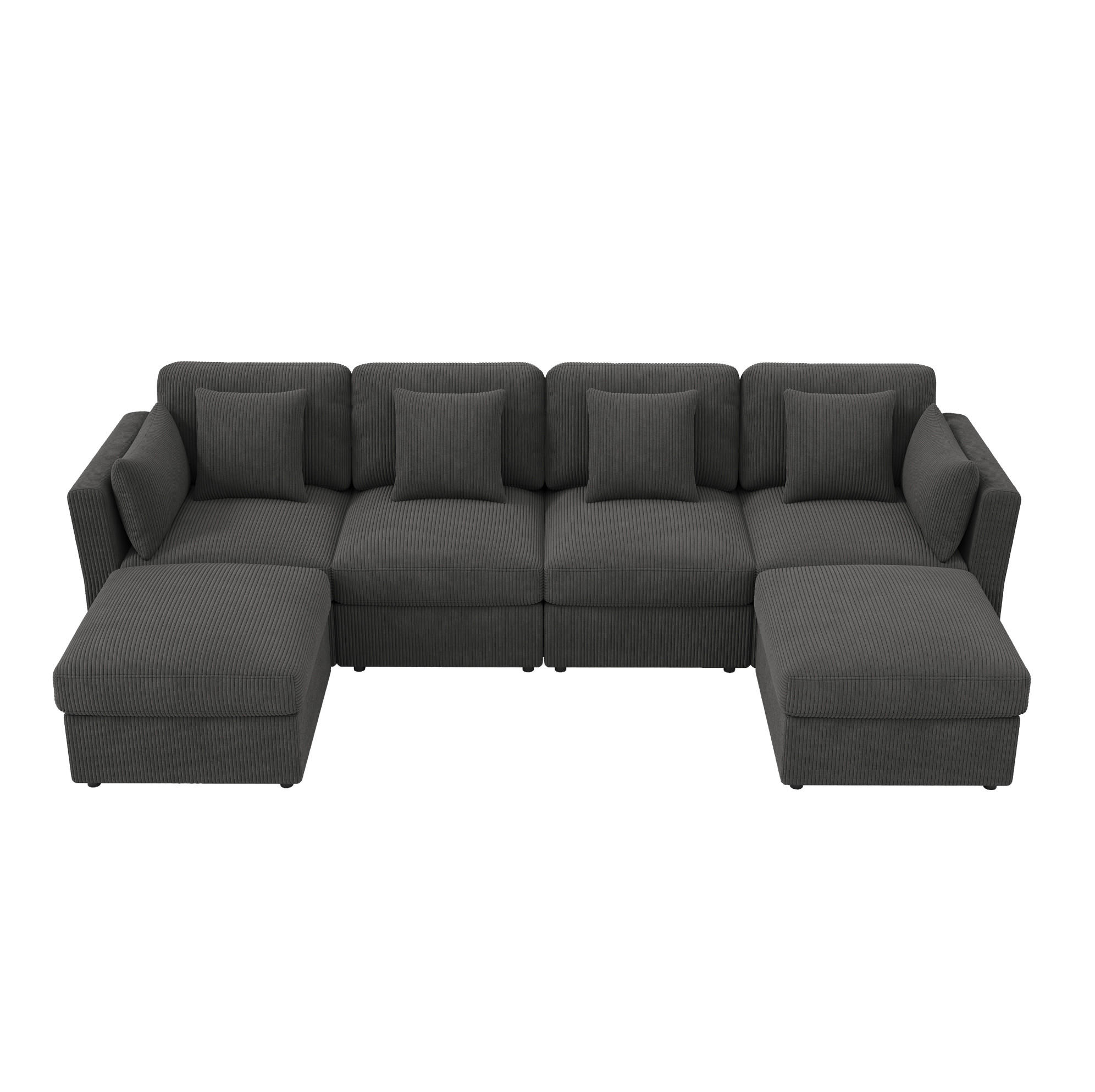 OKWISH MODULÁRNÍ rohová pohovka 290/159,5/89 cm šedá z manšestru s nastavitelnými područkami