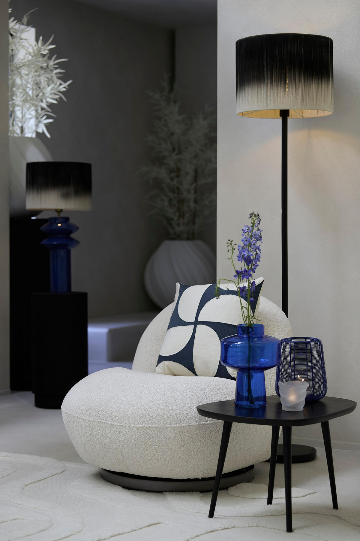 DEKOKISSEN Usera Blau 45/45/10 cm - Blau, Textil (45/45cm) - Light & Living