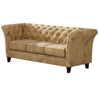 CHESTERFIELD-SOFA 3-Sitzer Fusion Beige Samt - Beige/Braun, Holz/Textil (237/75/82cm) - S-Style Möbel