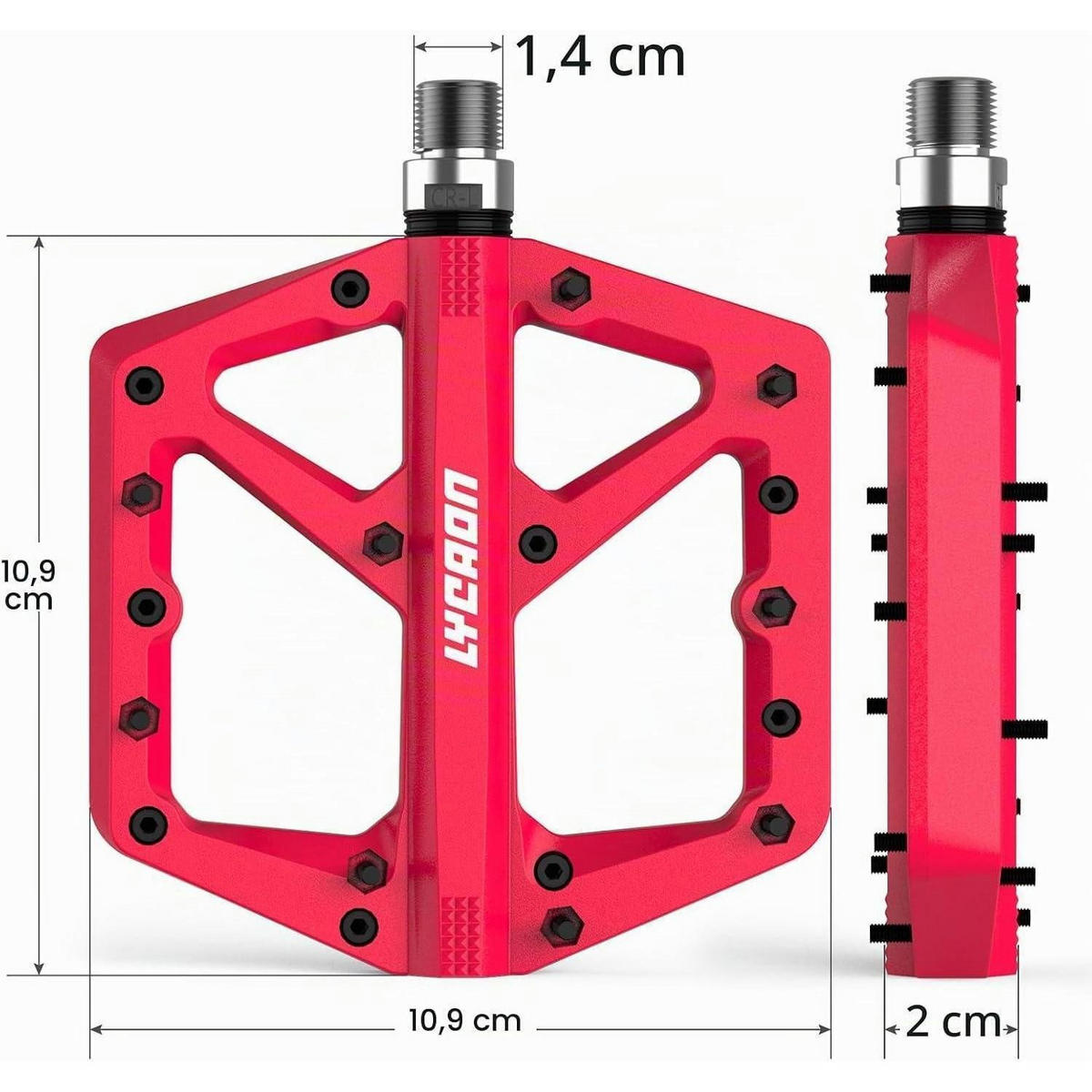 FAHRRADPEDALE Rot Nylon CR-MO Spindel 9/16 Zoll Flachpedale - Rot, Kunststoff (10.9/2/10.9cm)