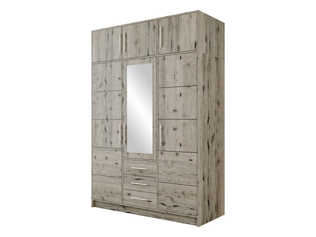DREHTÜRENSCHRANK Bali D3 mit Schrankaufsatz - Silberfarben/Naturfarben, Holzwerkstoff/Kunststoff (58/245/147cm) - MIRJAN24