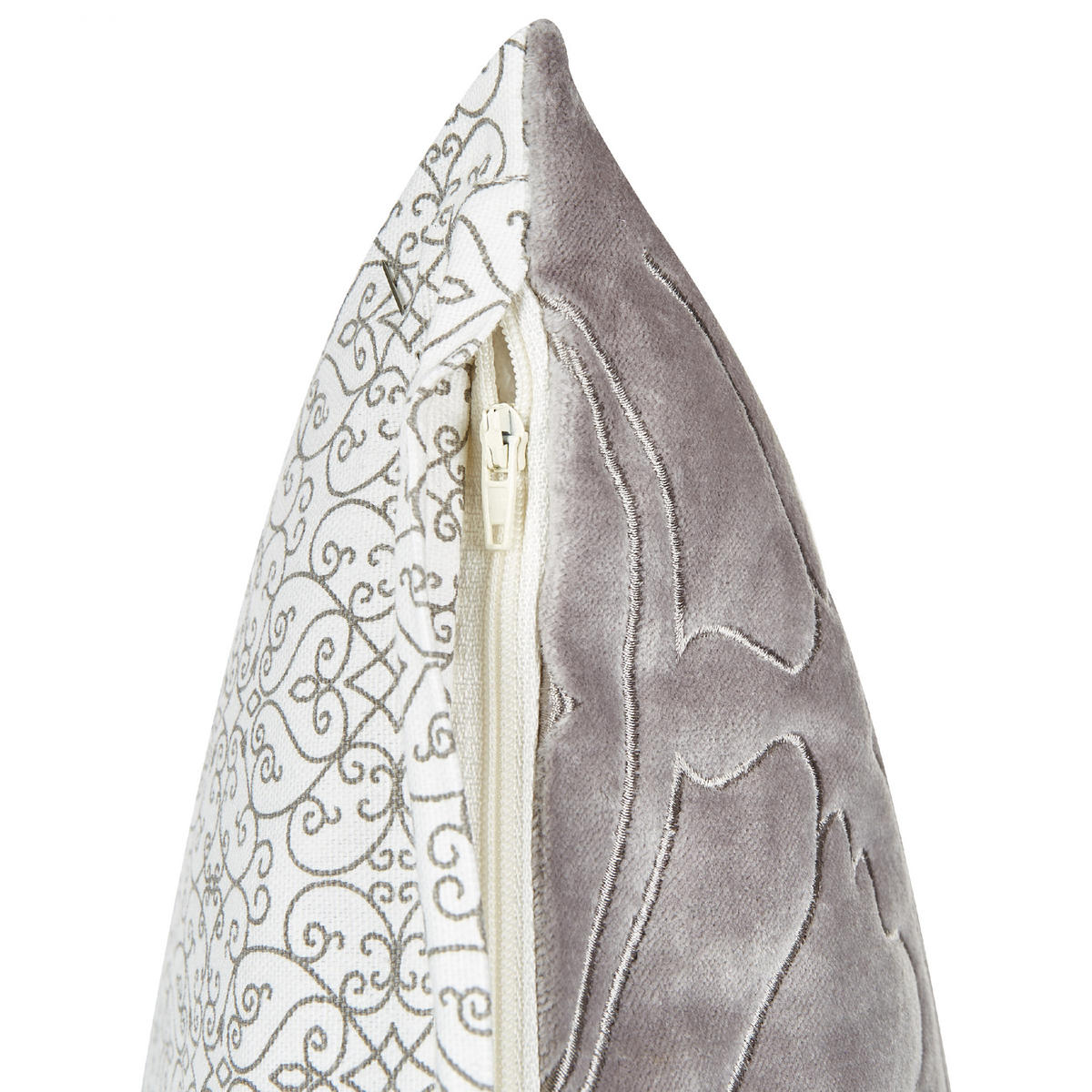 DEKOKISSEN Grau 45/45 cm Gloriosa - Grau, Textil (45/45/6cm) - Beliani