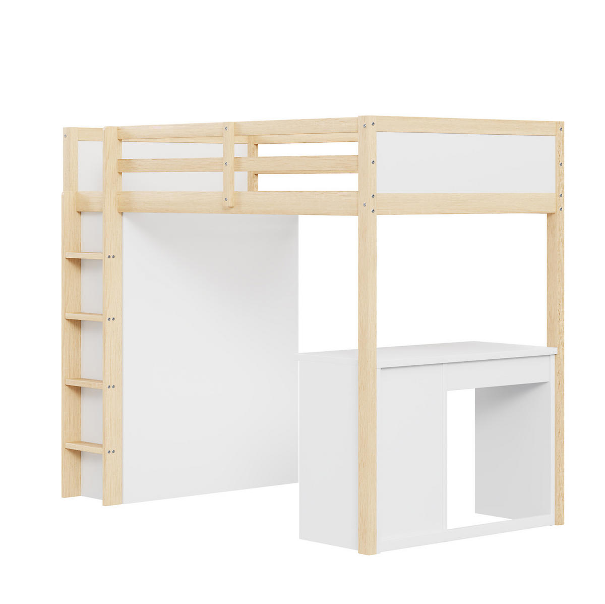 HOCHBETT 90/200 cm aus Holzwerkstoff mit Schreibtisch, Stauraumschrank und flexiblem Aufbau, Natur Holzwerkstoff - Naturfarben, Holzwerkstoff (90/200cm) - Redom