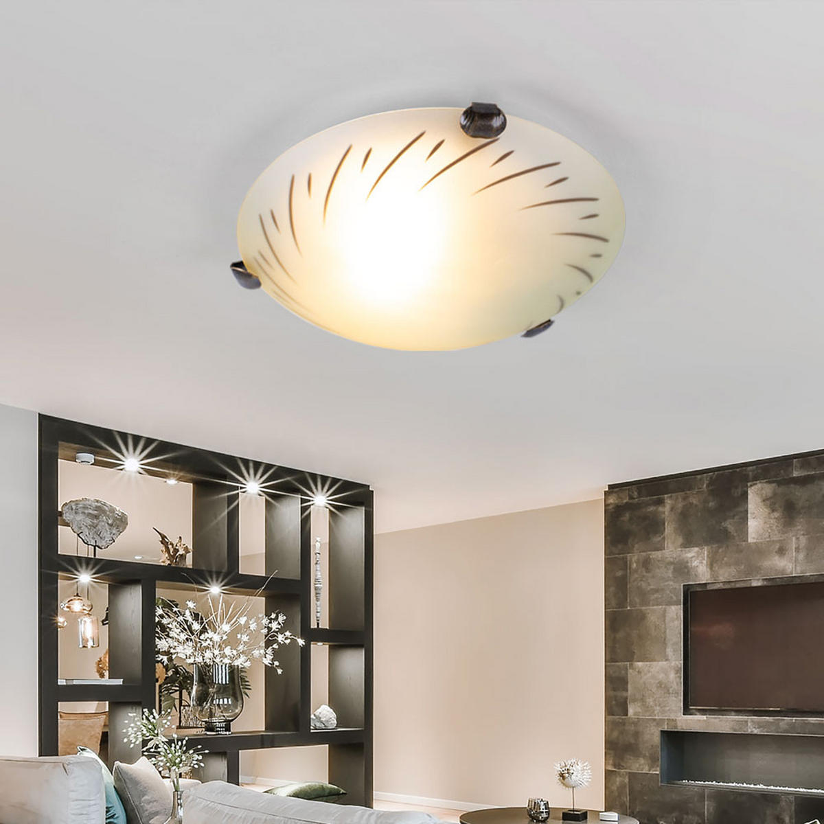 LED DECKENLEUCHTE Metall Glas Weiß Opal - Weiß, Glas (25/25/6.5cm)