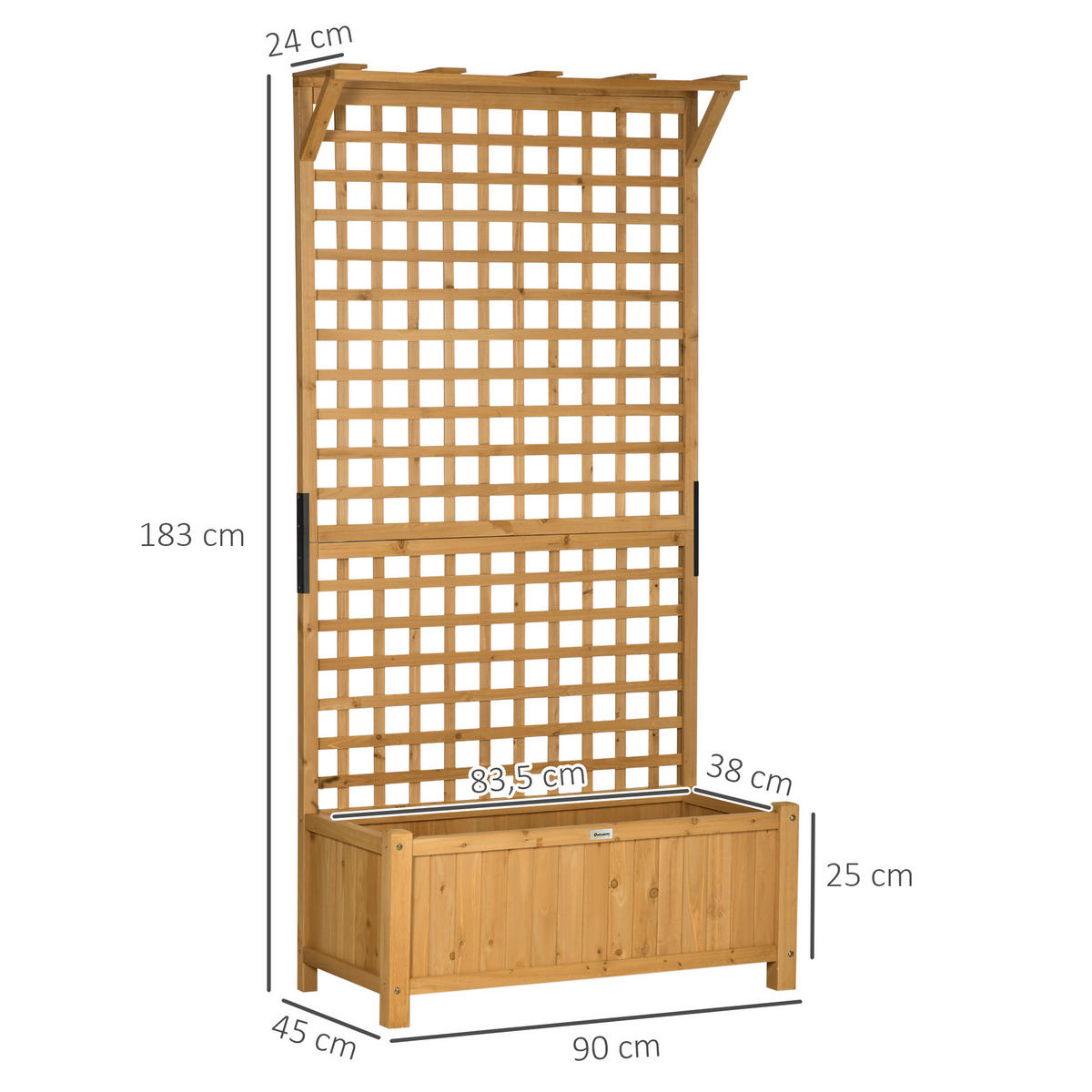 HOCHBEET 90x45x183 cm Holz Spalier - Gelb, Holz (90/183/45cm) - Fortuna Lai