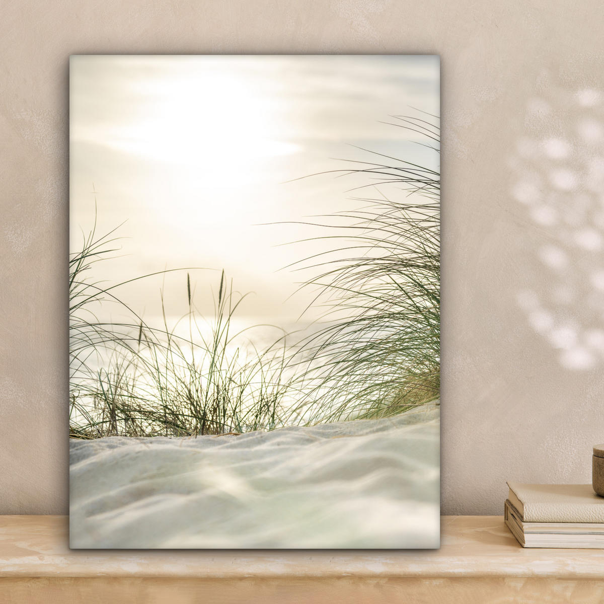 LEINWANDBILD Dünen mit Strandhafer in der Sonne des Nationalparks Schleswig-Holsteinisches Wattenmeer 30x40 cm - Creme, Textil (30/40cm) - MuchoWow