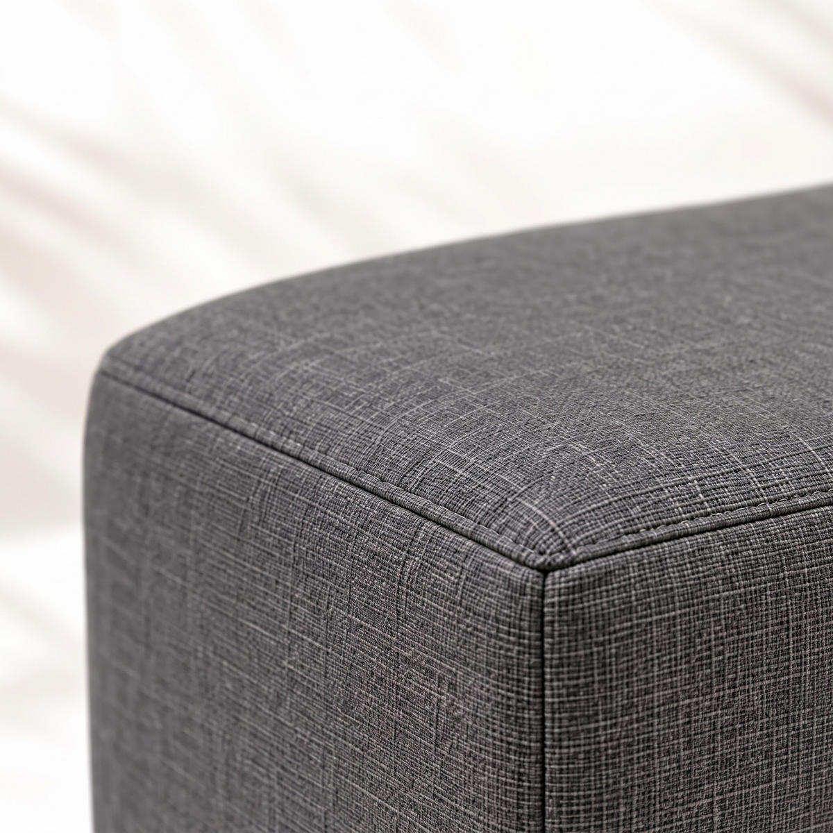 FUSSHOCKER Dunkelgrau gepolstert Holzfüße - Anthrazit, Holz/Textil (61/42/41cm) - Relaxdays