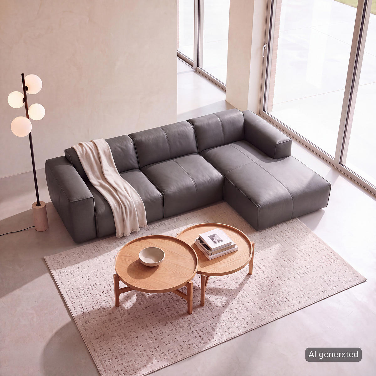 3-SITZER ECKSOFA mit Longchair - Schwarz/Grau, Leder/Kunststoff (284/173cm) - home24