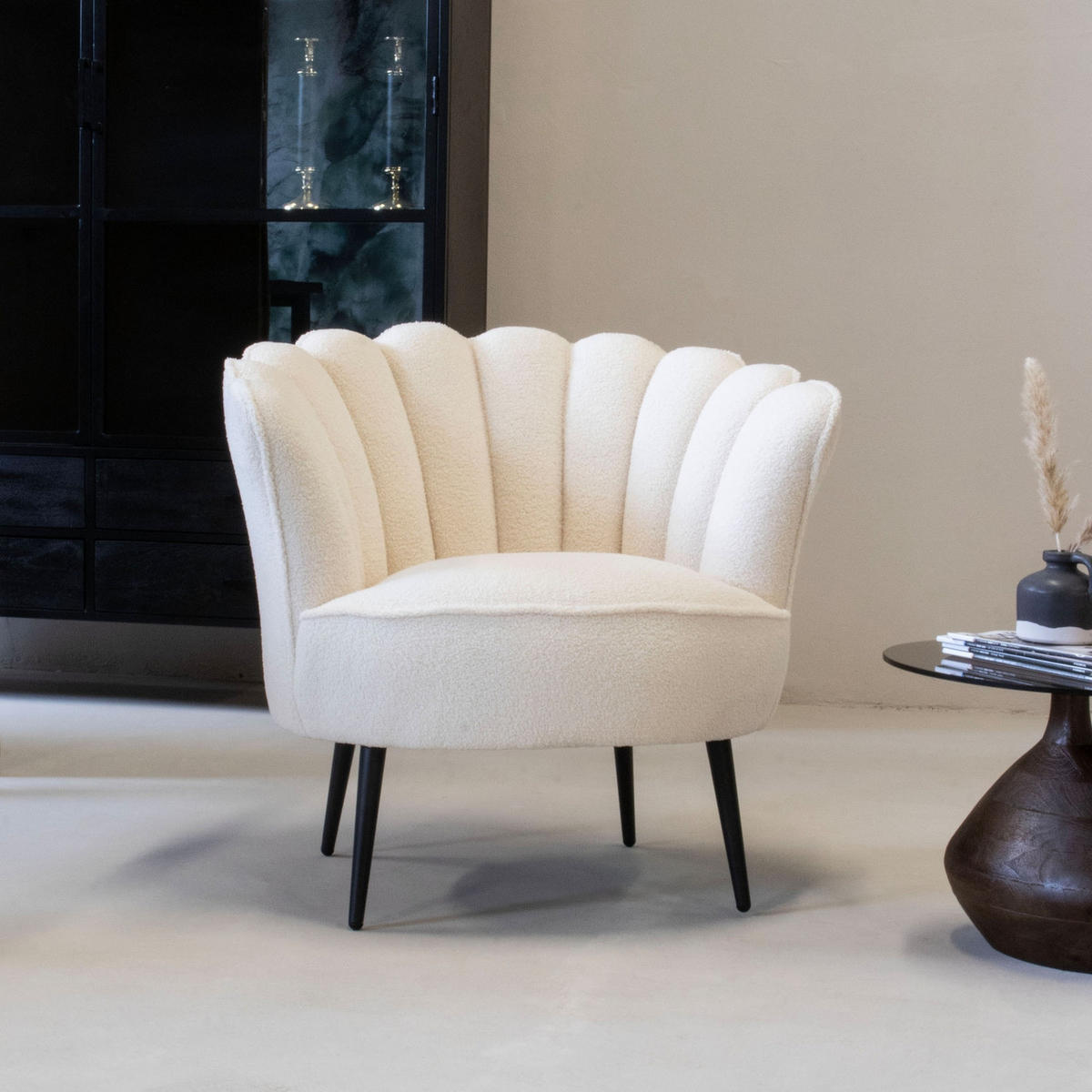 SESSEL aus Teddy-Stoff, weiß - Weiß, Textil (57/80/85cm) - Giga Meubel
