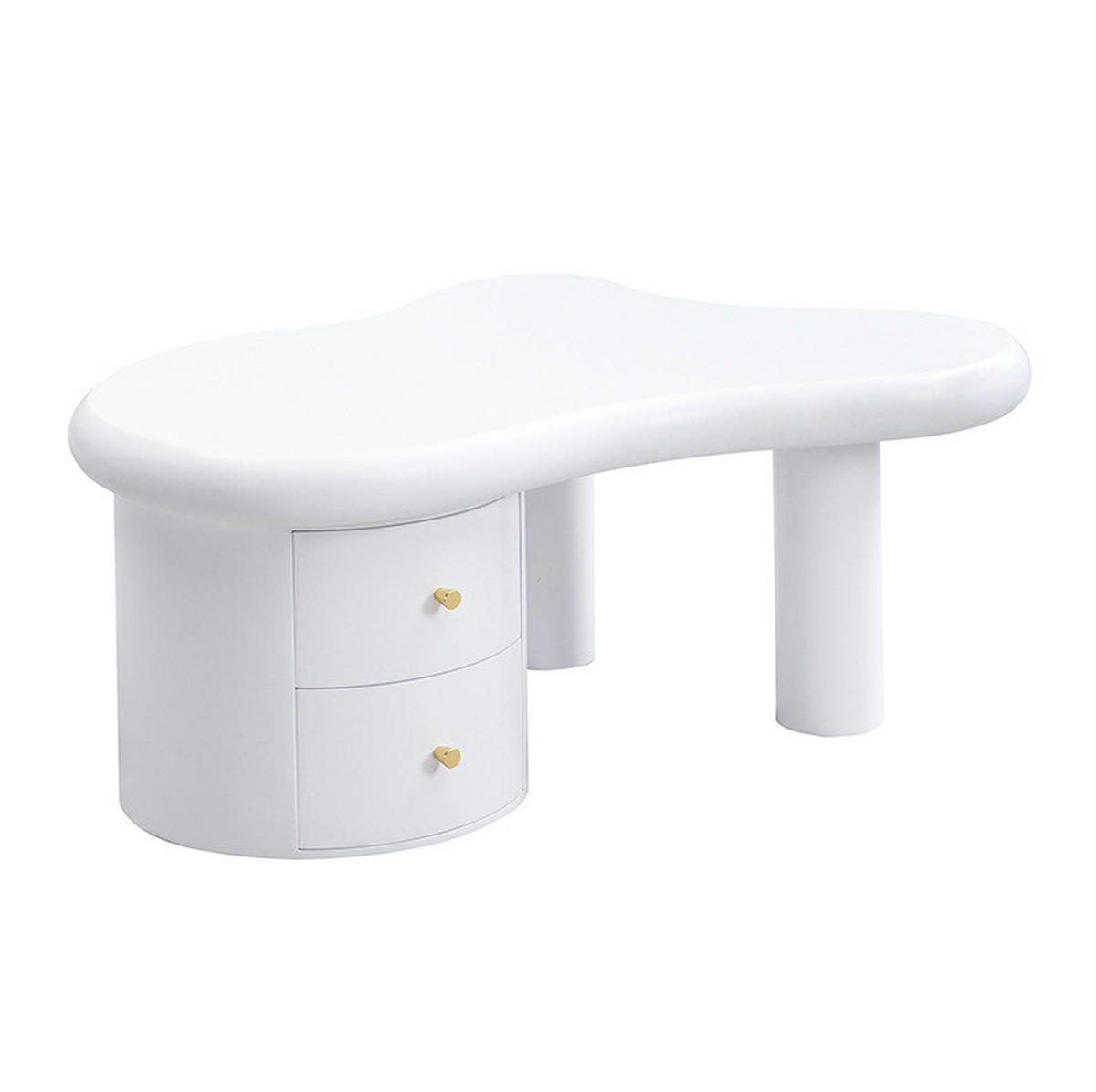COUCHTISCH mit 2 Schubladen 97 x 64 cm MDF Weiß - Weiß, Holz (97/64/42cm) - Meubliv