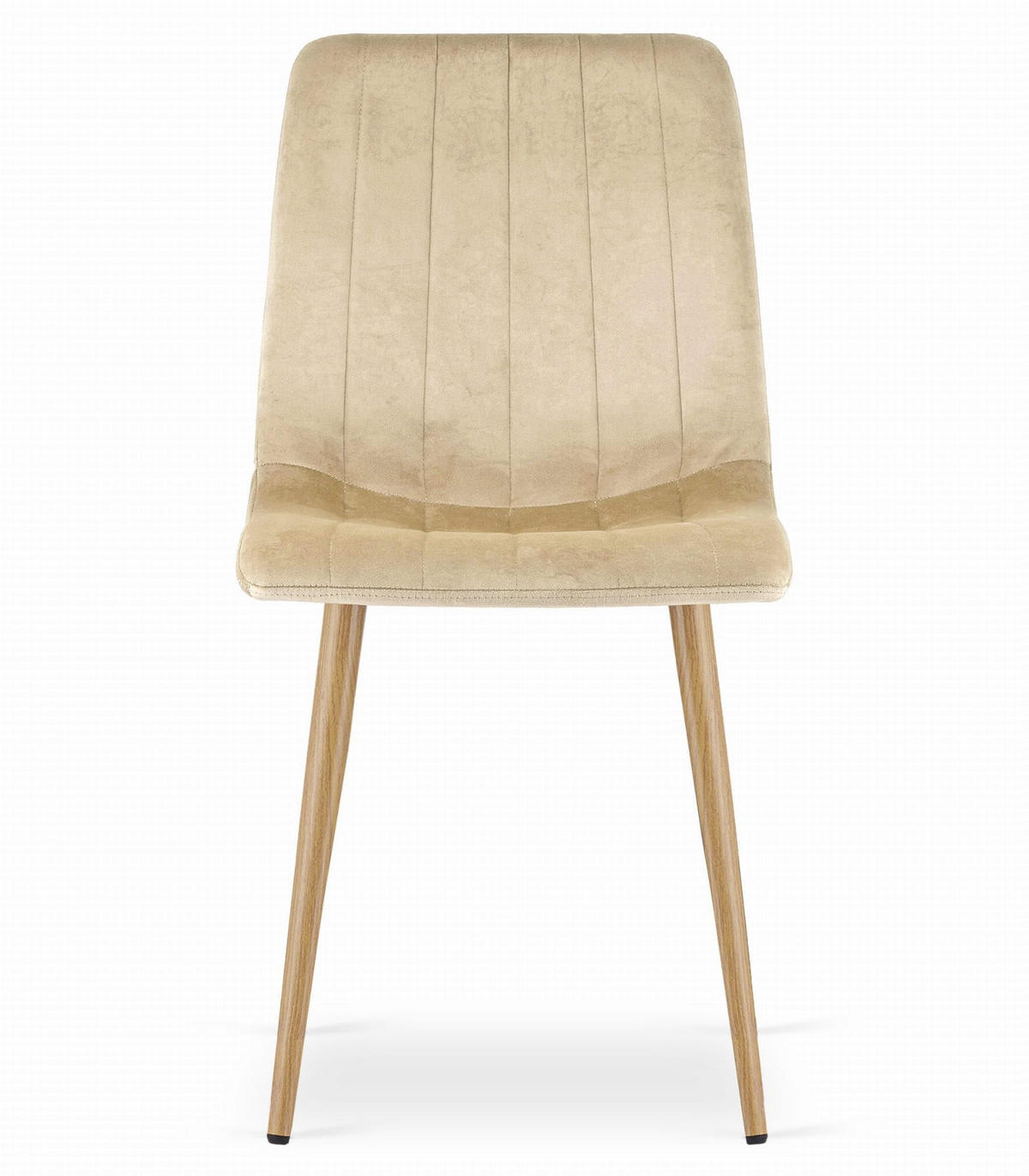 ESSZIMMERSTUHL Beigefarbener Velours, Sitzpolster, Metallfüße in Holzoptik, Modernes Design - Beige, Textil (46/86/56cm) - Best For Home