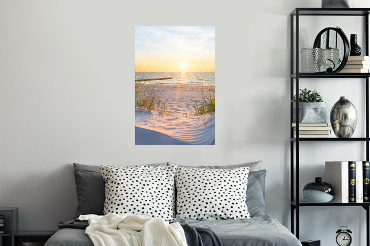WANDTATTOO Strand - Sonne - Düne - Gras - Sand - Horizont 40x60 cm - Hellblau, Kunststoff (40/60/0.1cm) - MuchoWow