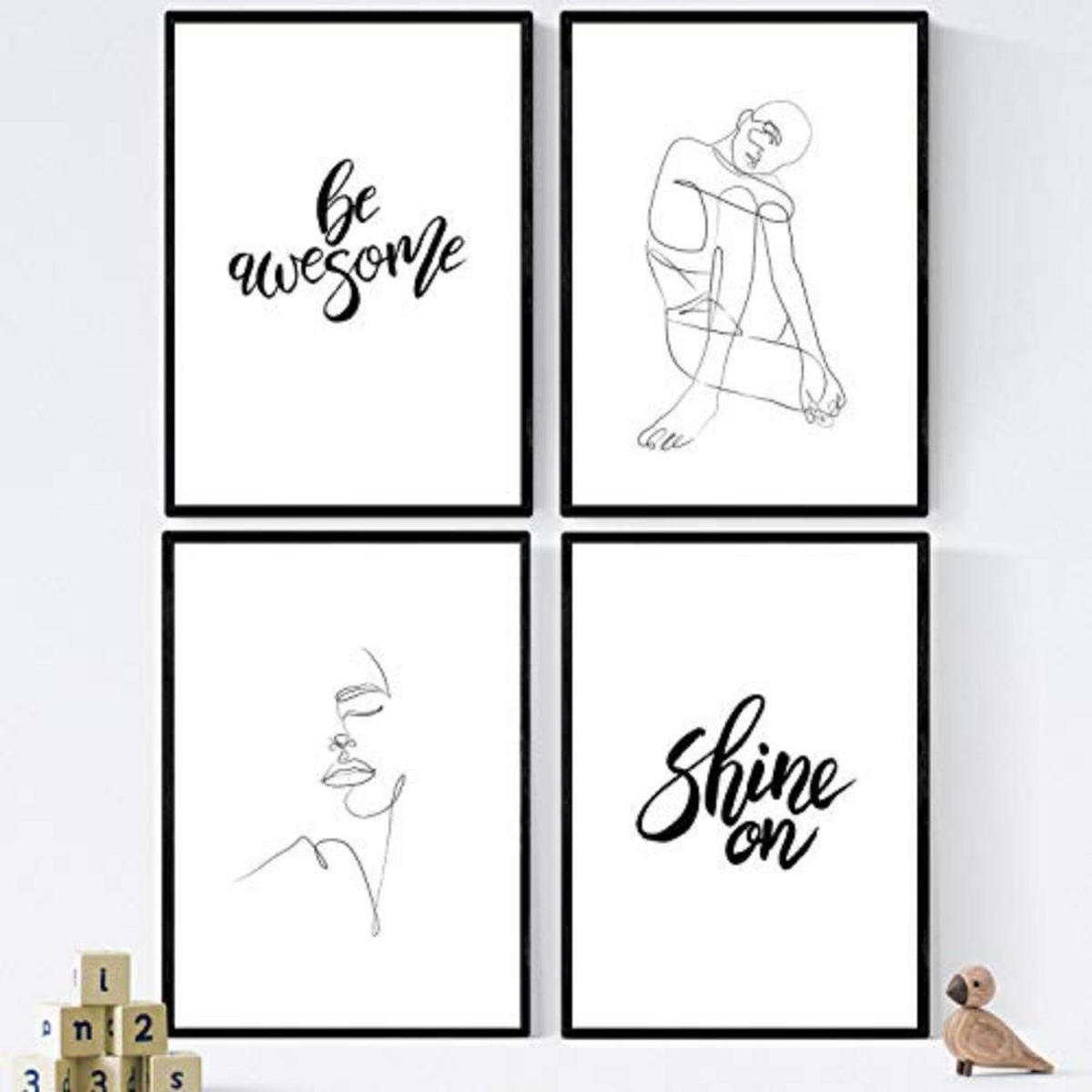 POSTER Set mit 4 ist unglaublich A3 Schwarzer Rahmen - Schwarz, Papier (29.7/3cm) - Nacnic