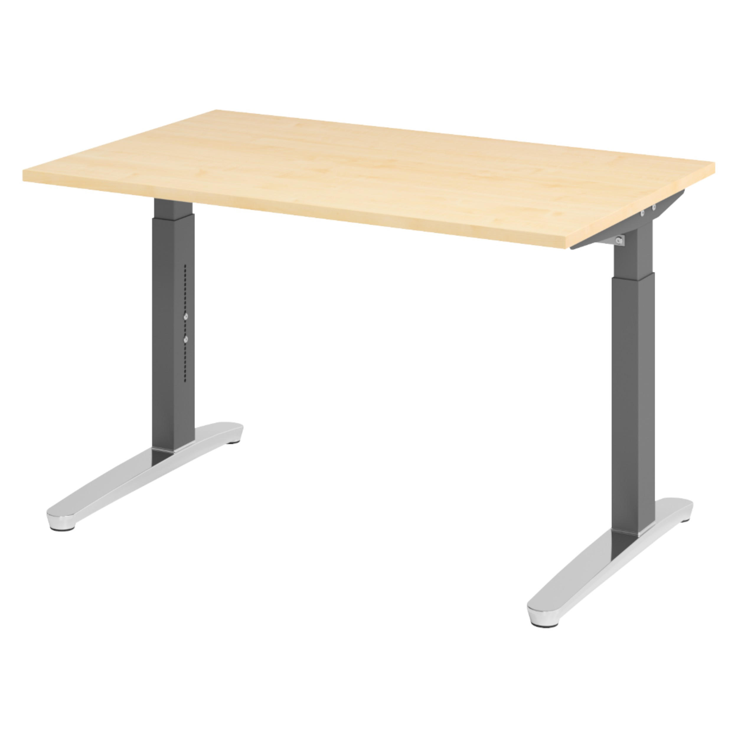 SCHREIBTISCH Serie-XB 80/120/74 cm in Ahornfarben/Graphitfarben/Alu poliert - Ahornfarben/Graphitfarben, Holzwerkstoff (80/120/74cm) - bümö