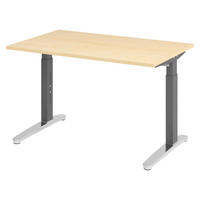 SCHREIBTISCH Serie-XB 80/120/74 cm in Ahornfarben/Graphitfarben/Alu poliert - Ahornfarben/Graphitfarben, Holzwerkstoff (80/120/74cm) - bümö