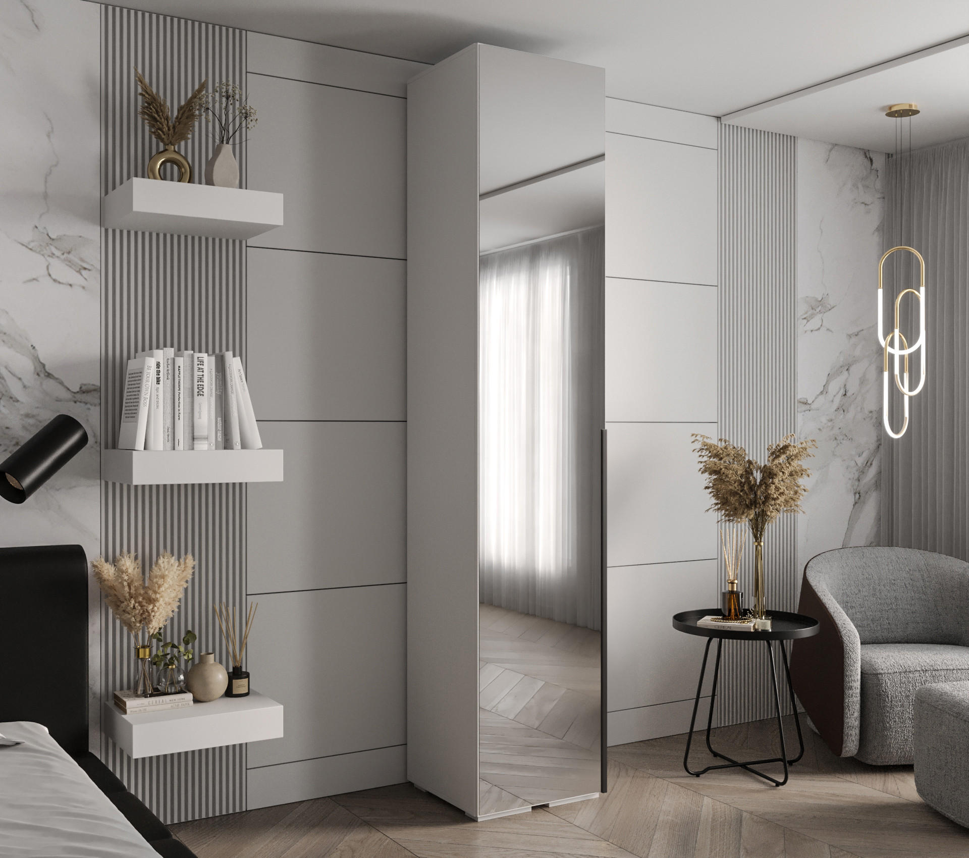 DREHTÜRENSCHRANK 236.7/50/47 1-türig - Schwarz/Weiß, Holz/Metall (50/236.7/47cm) - Abiks Möbel