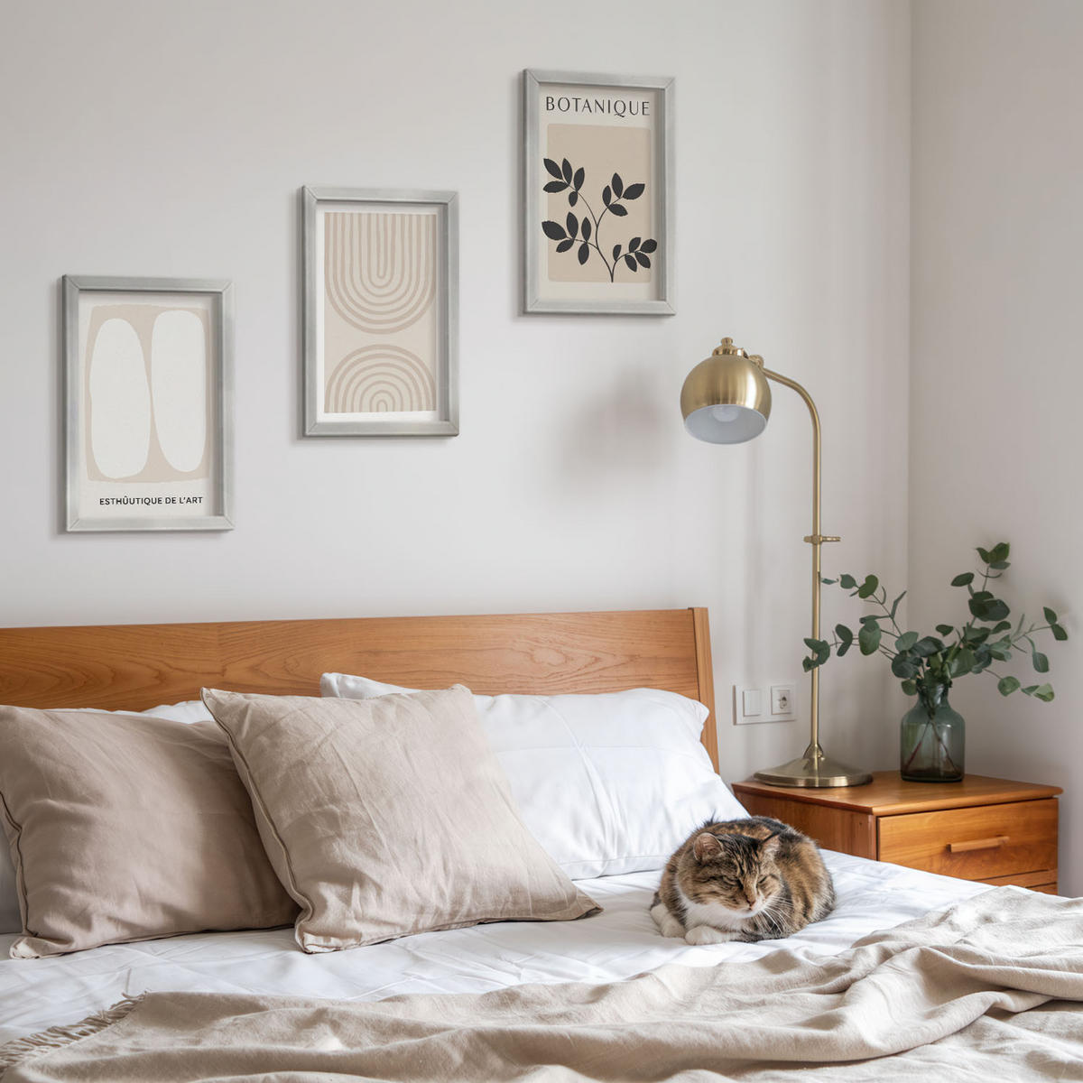 BILDER SET 3er Set - 20x30 cm Silberner Rahmen - Boho-Pflanzenposter - Silberfarben, Kunststoff (20/30cm) - TULUP