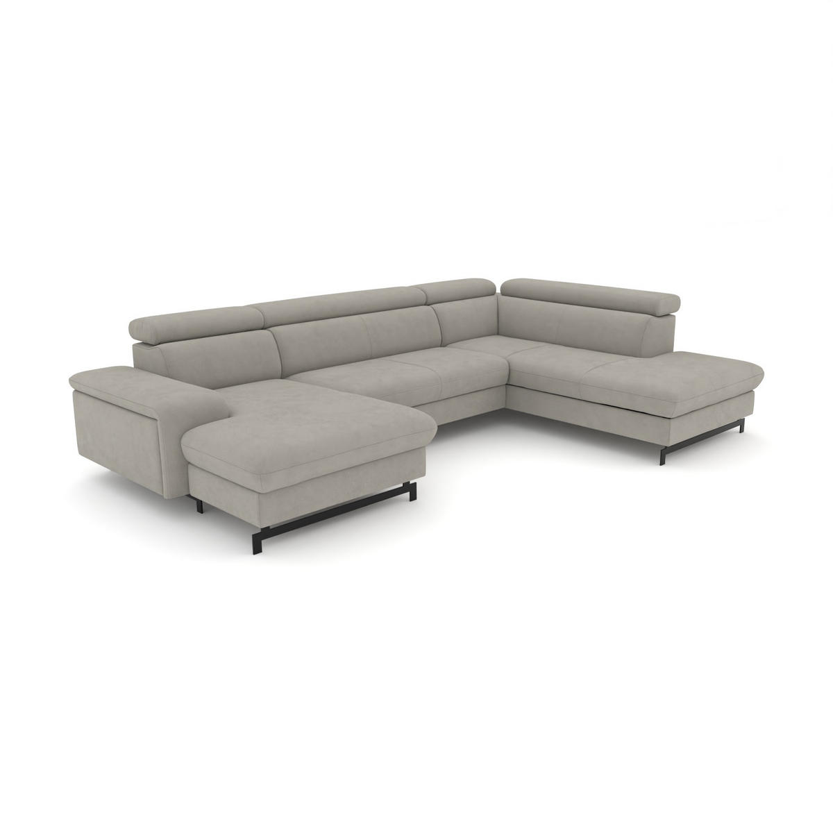 WOHNLANDSCHAFT Vaasa mit Schlaffunktion - Dunkelgrau, Kunststoff/Textil (328/81/215cm) - foamnova