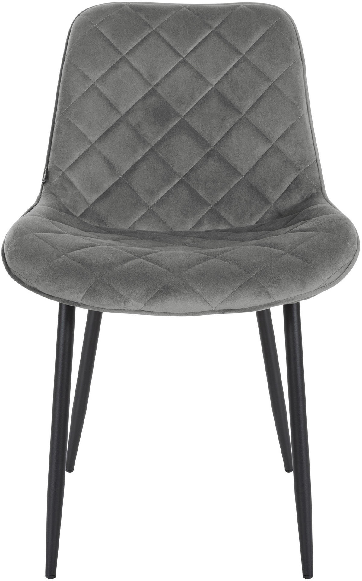 STUHL 4er Set Samt grau - Schwarz/Grau, Textil/Metall (53/82/60cm) - CLP