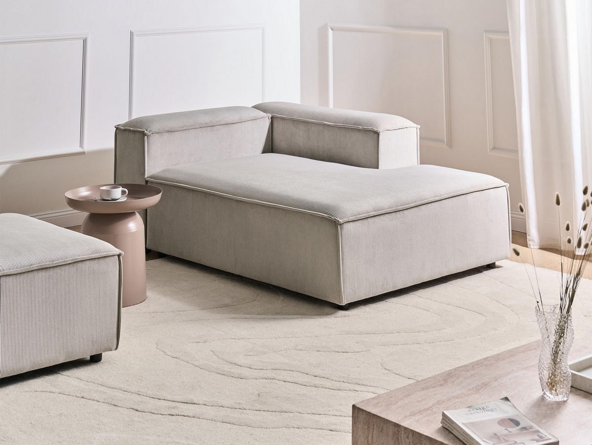 CHAISELONGUE-LINKSSEITIGE Cord Taupe Ardal - Taupe, Textil (119/68/180cm) - Beliani