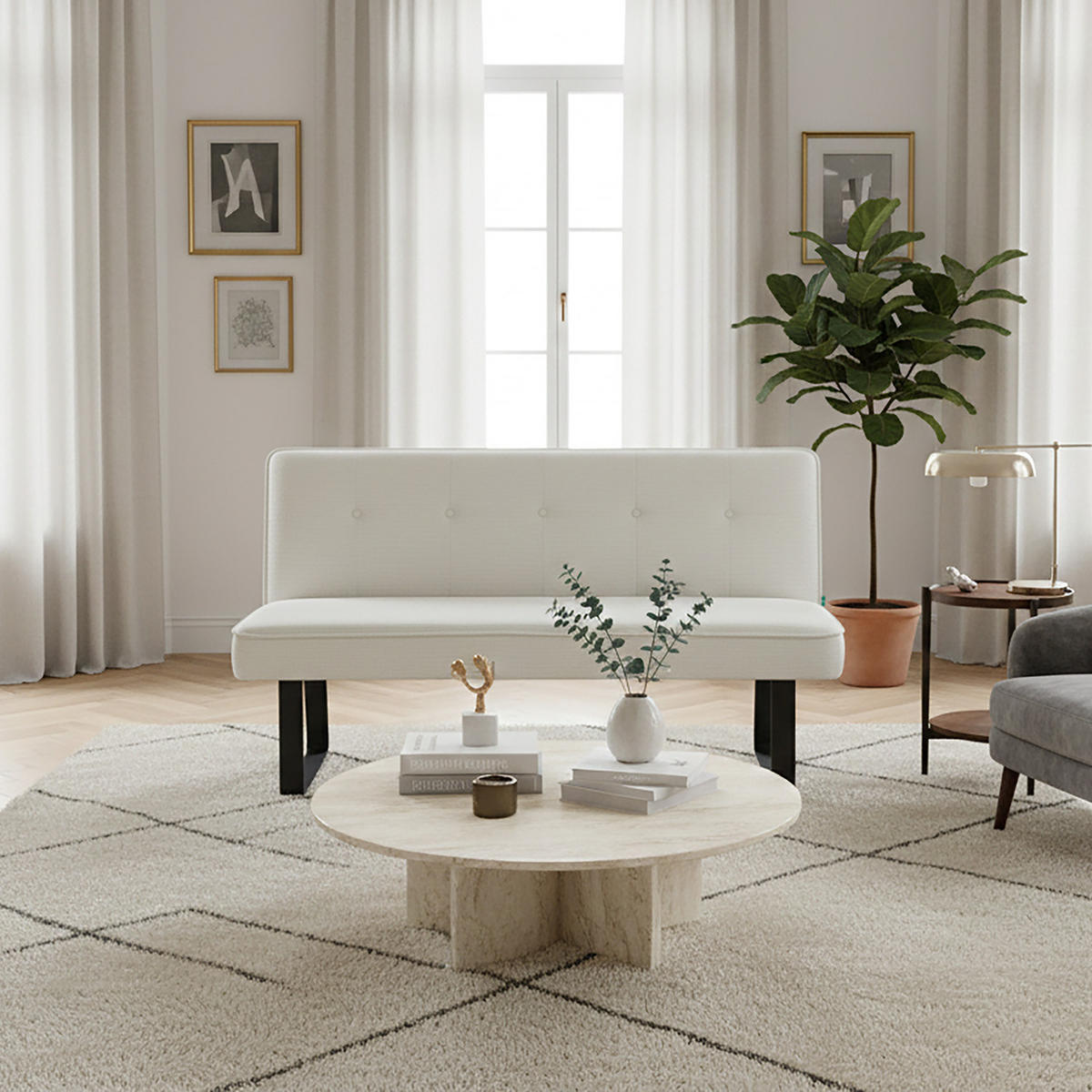 SITZBANK EMILIA - Creme, Metall (156/88/65cm) - DUBI Möbel