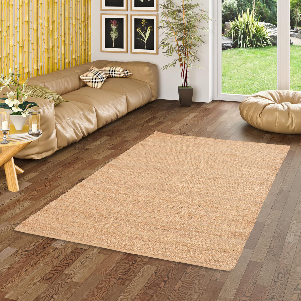 NATURFASER TEPPICH JUTE SALSA UNI - Beige, Textil (80/150cm) - Pergamon