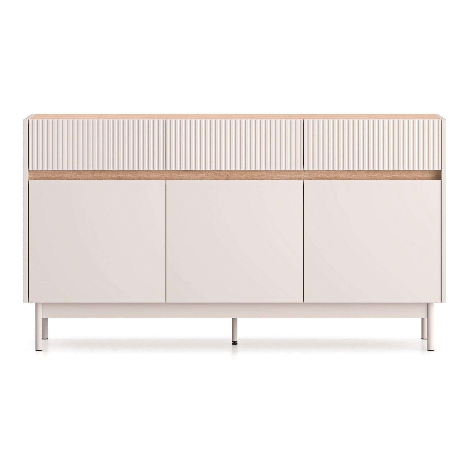 SIDEBOARD Dunea Kaschmirgrau/Eichenholzoptik 154 cm - Taupe, Holzwerkstoff/Metall (154/85/40cm) - Selsey