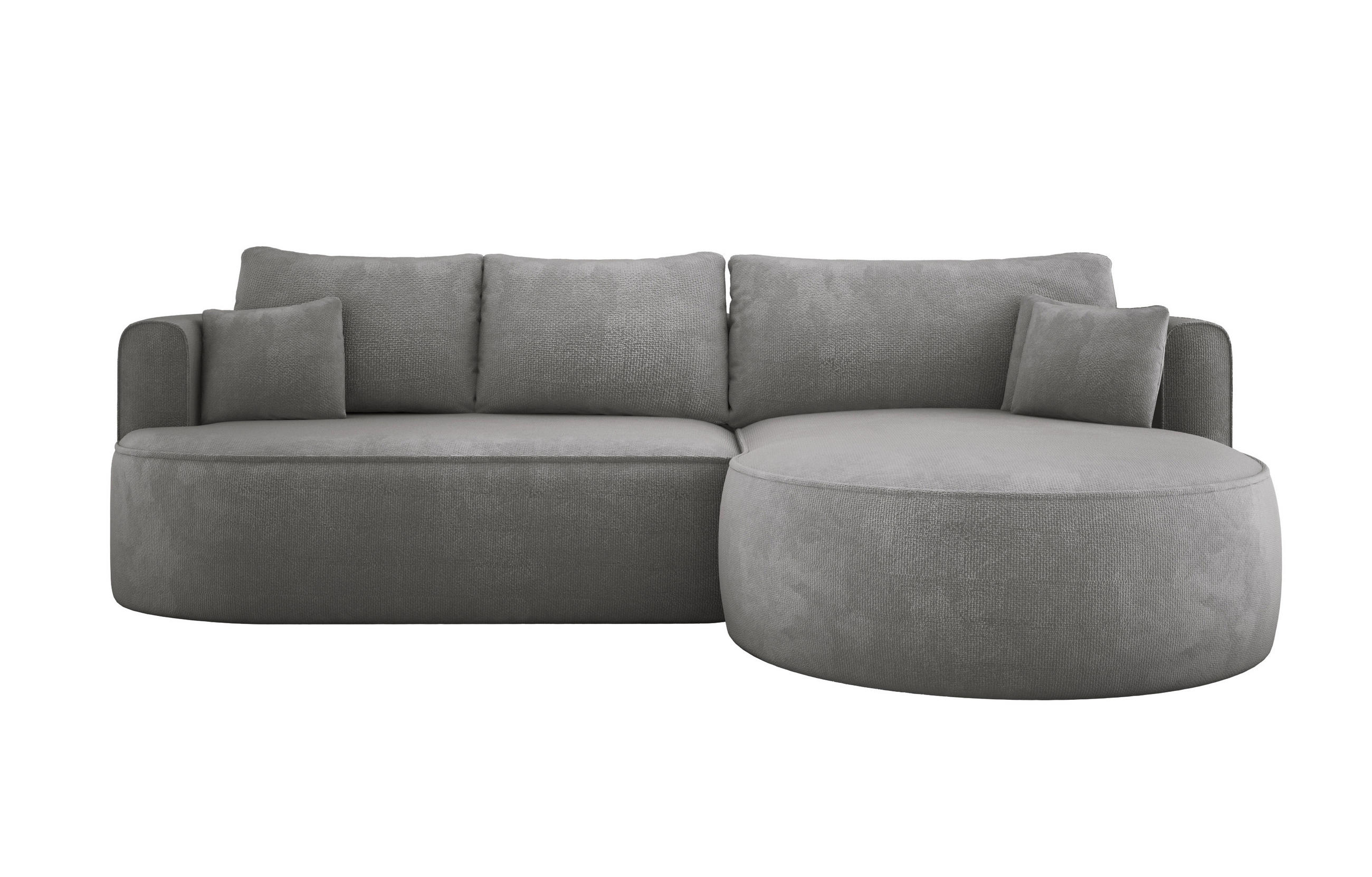 ECKSOFA FIORE-L Moderne Ausziehbare Schlaf-Funktion, automatischer Auffaltung, lose Rückenkissen freistehend RECHTS 284x183x82 cm cm Silver - Silberfarben, Holz/Textil (284/183cm) - DomoHome